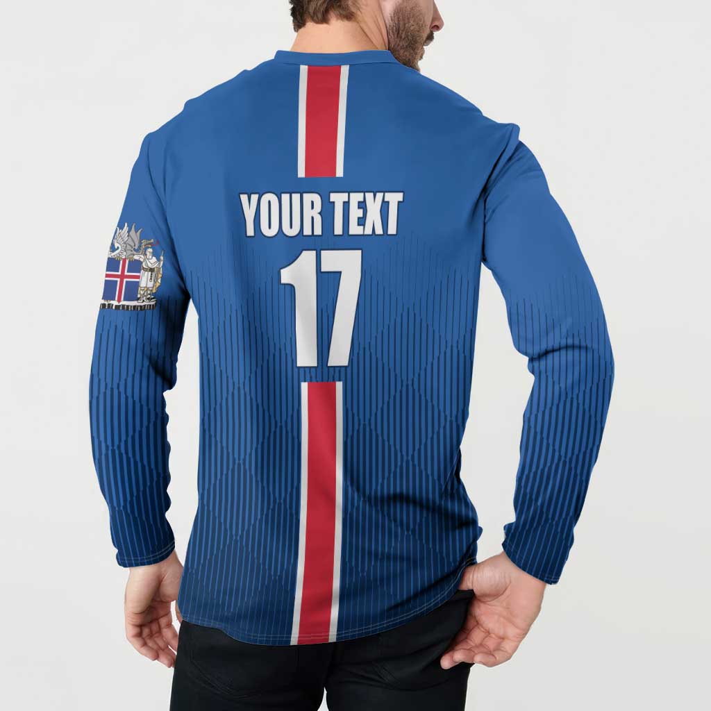 Custom Iceland Football Button Sweatshirt Blue with Flag Style