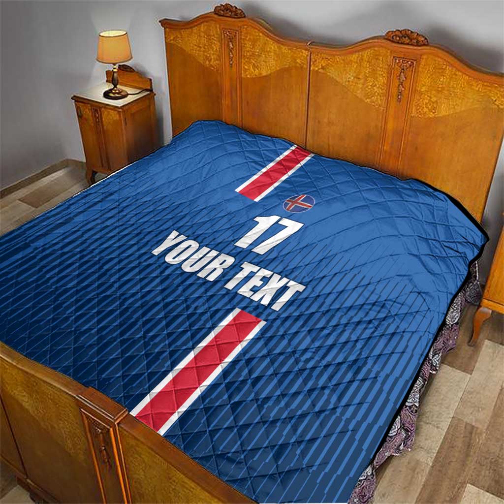 Custom Iceland Football Quilt Blue with Flag Style