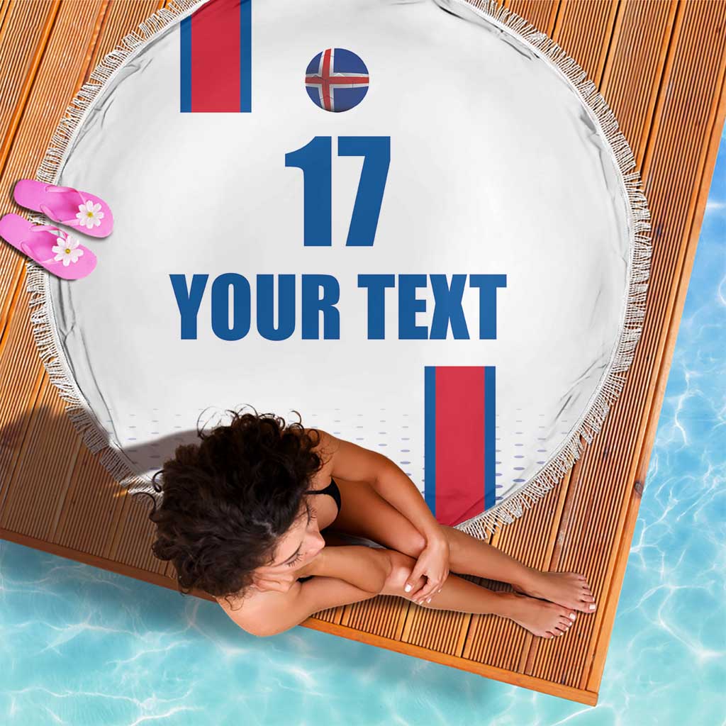 Custom Iceland Football Beach Blanket White with Flag Style