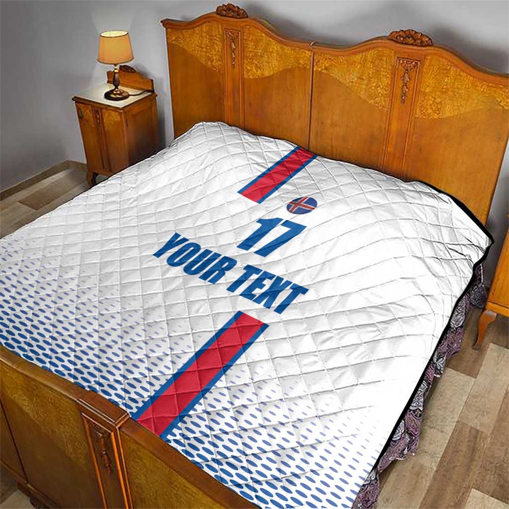 Custom Iceland Football Quilt White with Flag Style