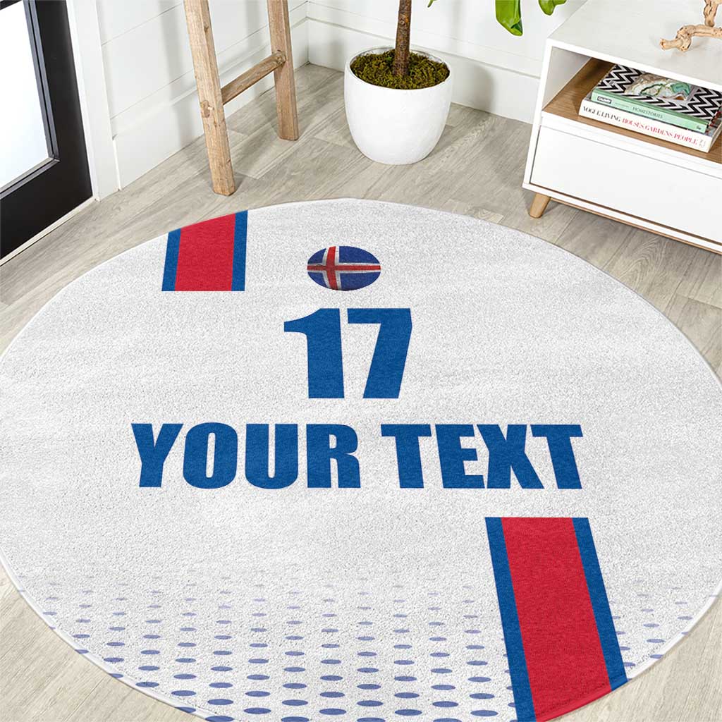 Custom Iceland Football Round Carpet White with Flag Style
