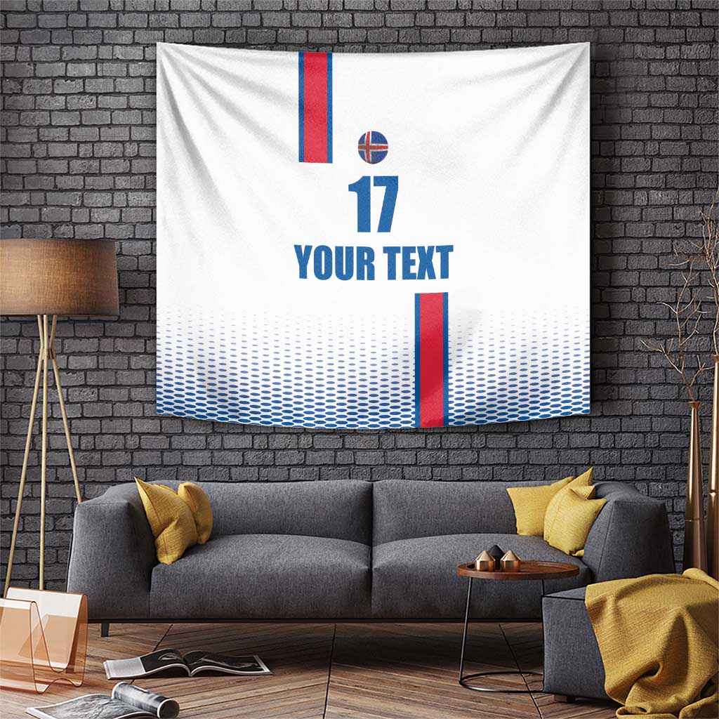 Custom Iceland Football Tapestry White with Flag Style