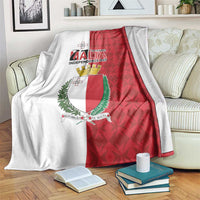 Flag-style Malta Independence Day blanket with Maltese cross and red shield coat of arms