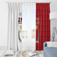 Malta Independence Day curtain pair with red and white panels and coat of arms print
