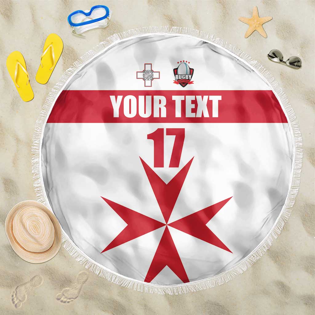 Custom Malta Rugby Beach Blanket Maltese Cross
