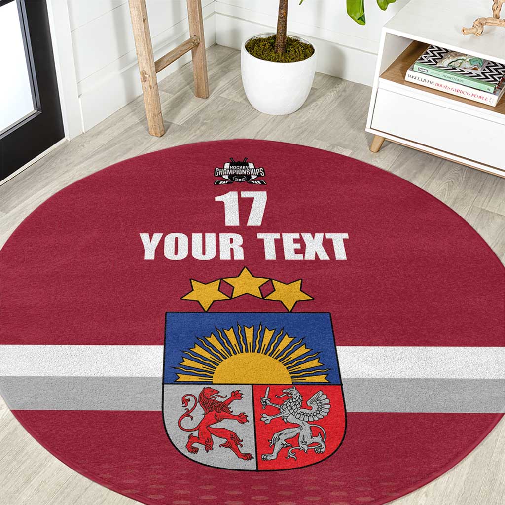 Custom Latvia Ice Hockey Champions Round Carpet Come on Latvija Red style