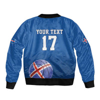 Iceland Basketball Custom Sleeve Zip Bomber Jacket Blue Style