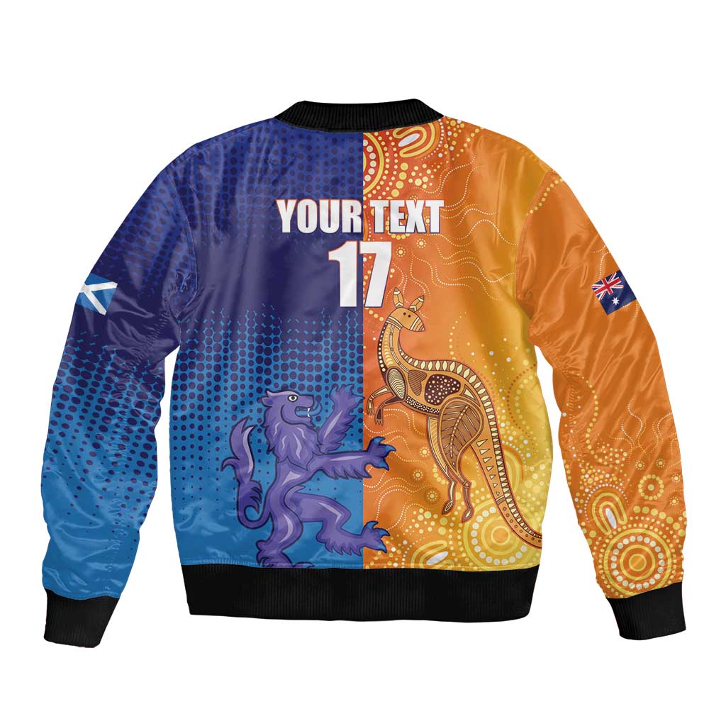 Custom Scotland and Australia Rugby Bomber Jacket Wallabies Thistle Together