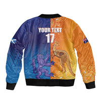 Custom Scotland and Australia Rugby Bomber Jacket Wallabies Thistle Together