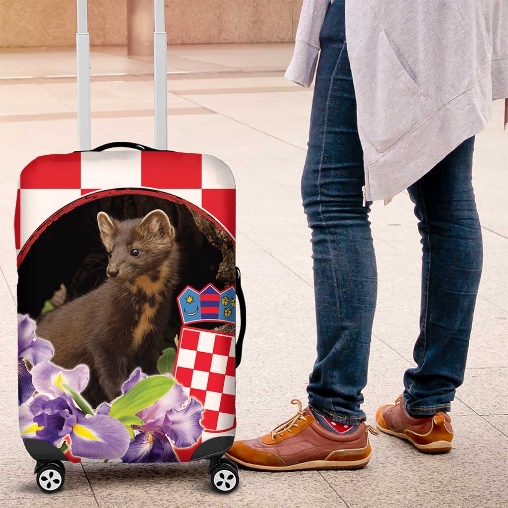 Croatia European Pine Marten and Iris Luggage Cover National Animal and Flowers LT17 - Wonder Print Shop