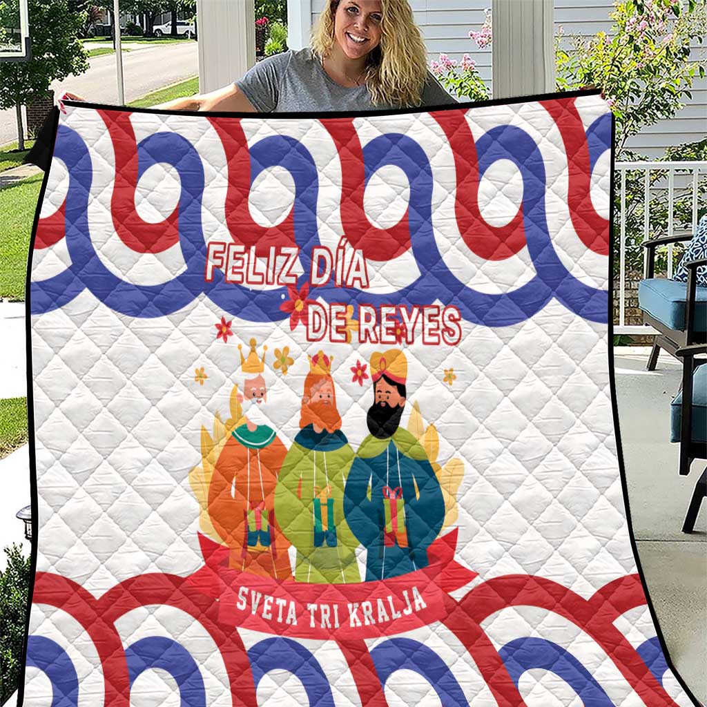 Quilt blanket with Three Kings print and red, white, and blue border