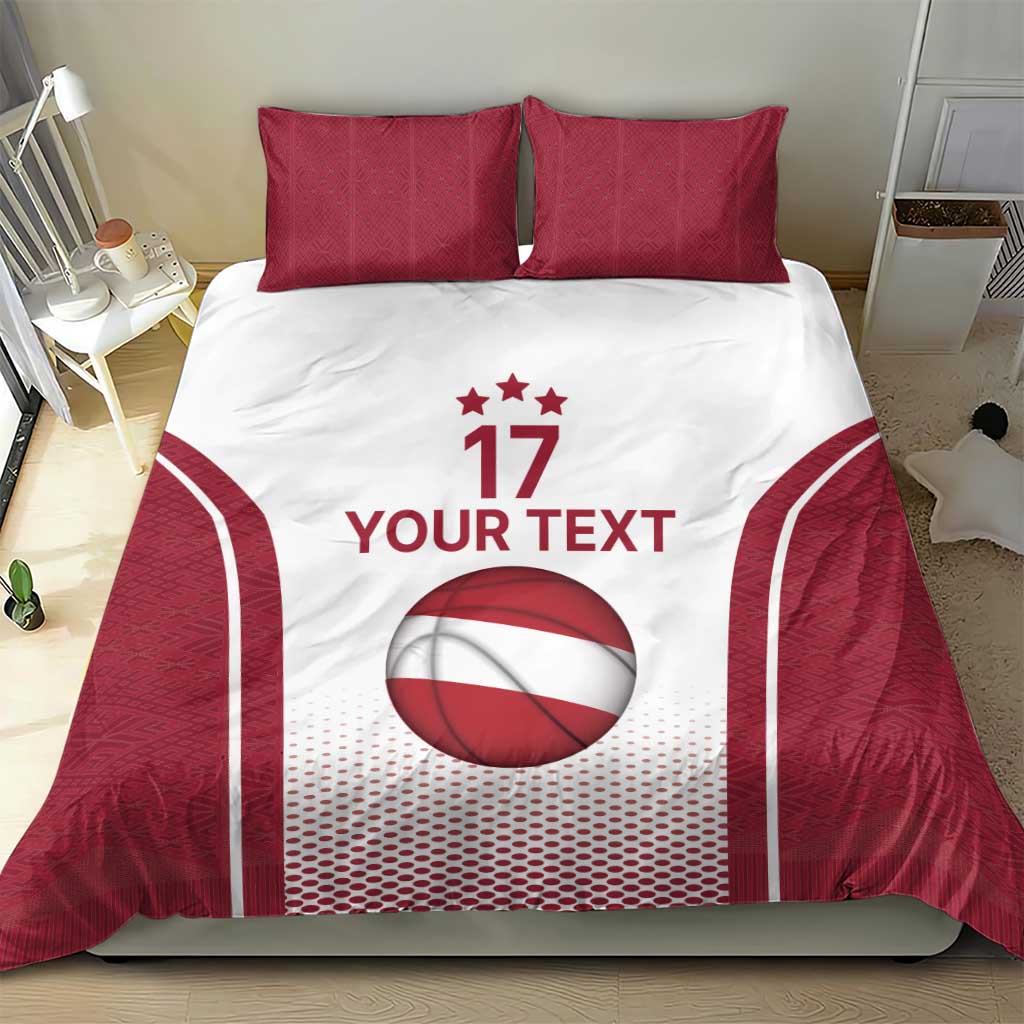 Latvia Basketball Custom Bedding Set White Latvian Pattern