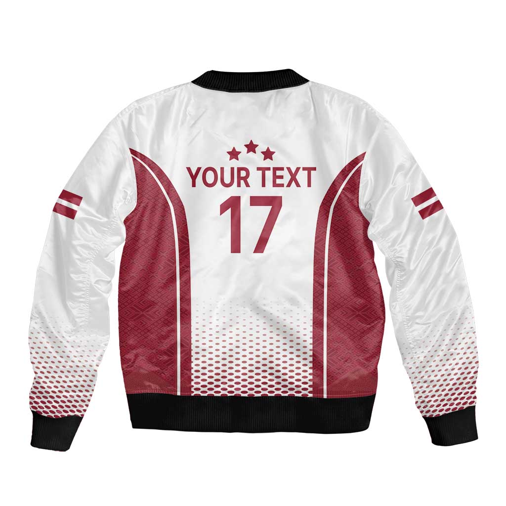 Latvia Basketball Custom Bomber Jacket White Latvian Pattern