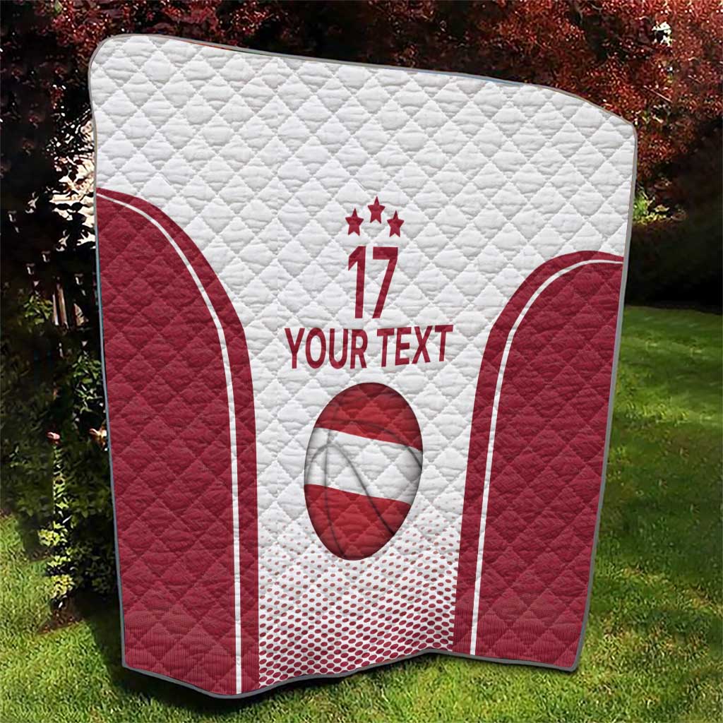 Latvia Basketball Custom Quilt White Latvian Pattern