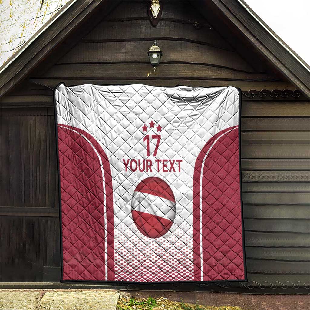 Latvia Basketball Custom Quilt White Latvian Pattern