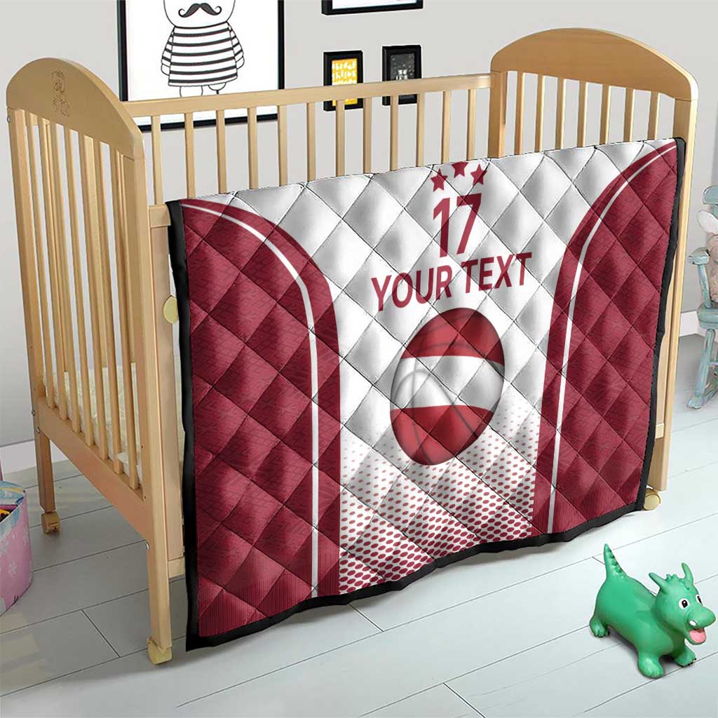 Latvia Basketball Custom Quilt White Latvian Pattern