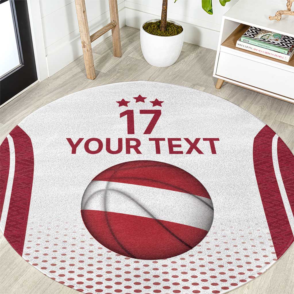 Latvia Basketball Custom Round Carpet White Latvian Pattern