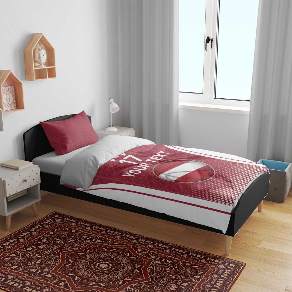 Latvia Basketball Custom Bedding Set Red Latvian Pattern