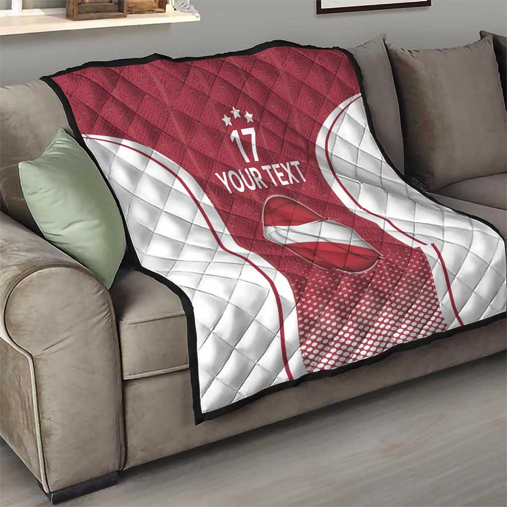 Latvia Basketball Custom Quilt Red Latvian Pattern