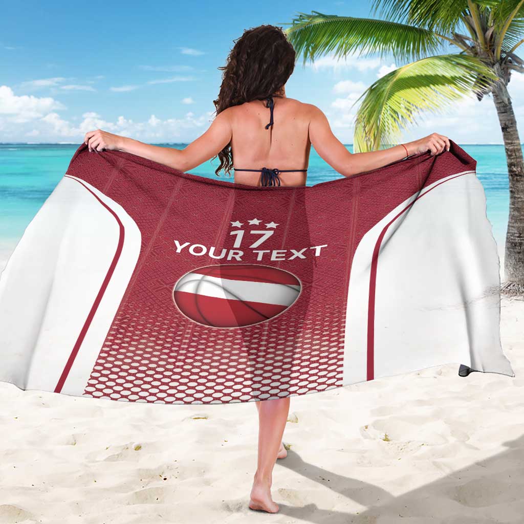 Latvia Basketball Custom Sarong Red Latvian Pattern