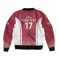 Latvia Basketball Custom Sleeve Zip Bomber Jacket Red Latvian Pattern