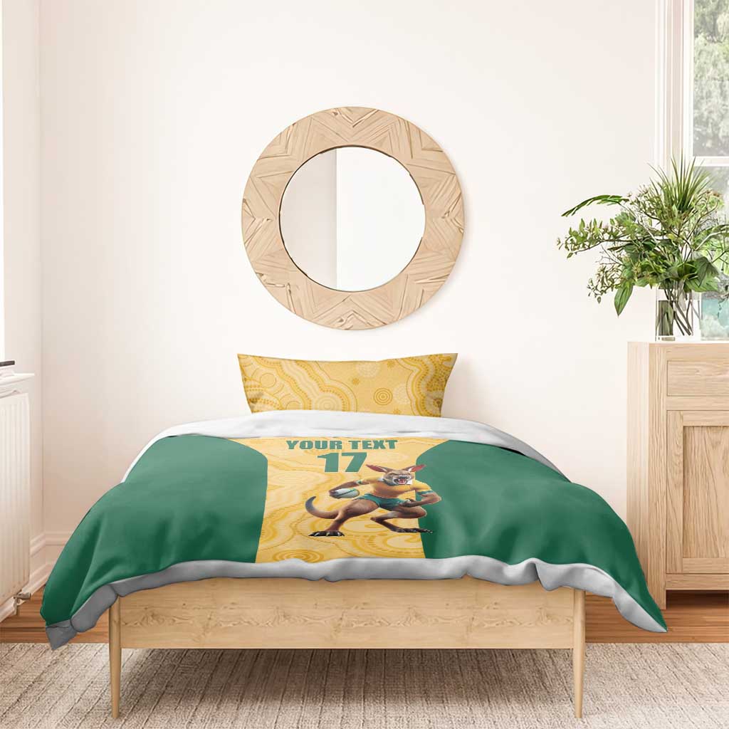 Custom Australia Rugby Bedding Set Kangaroo Mascot