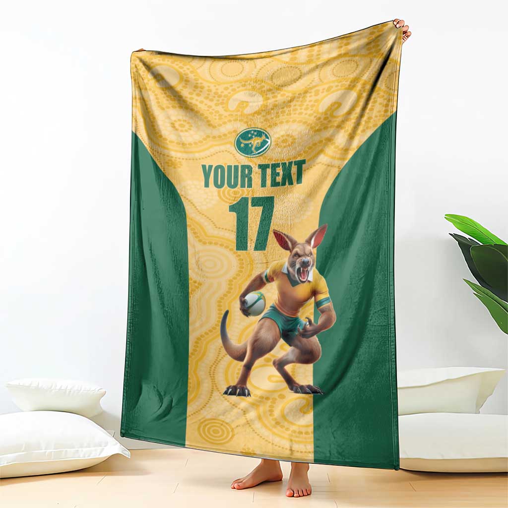 Custom Australia Rugby Blanket Kangaroo Mascot