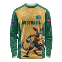 Custom Australia Rugby Long Sleeve Shirt Kangaroo Mascot