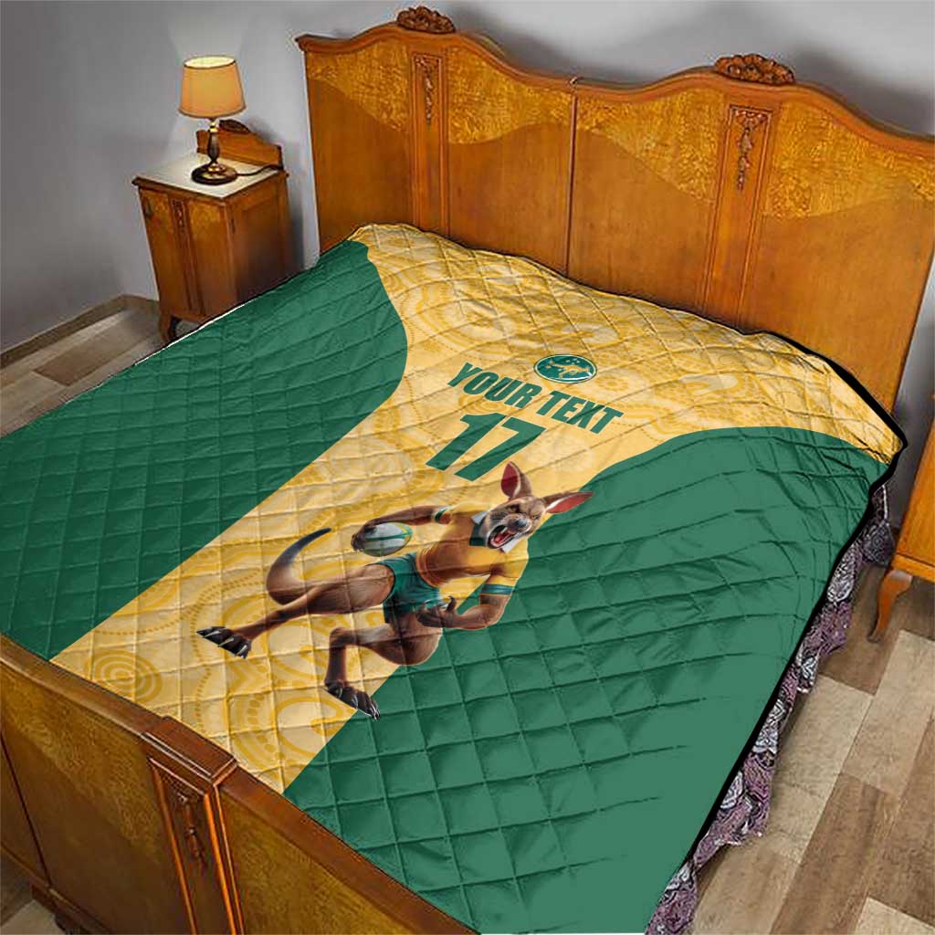 Custom Australia Rugby Quilt Kangaroo Mascot