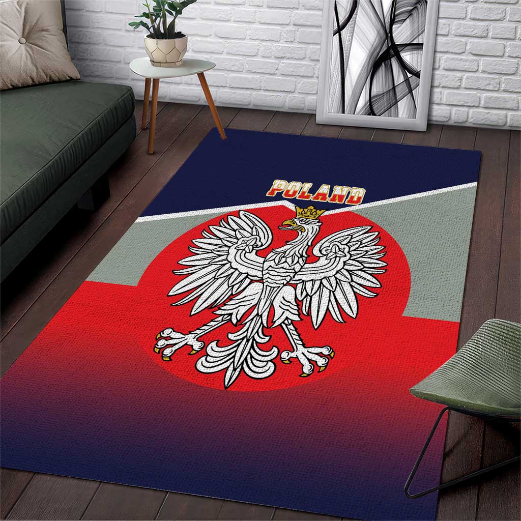 Poland Coat of Arms Area Rug A white and Crowned Eagle