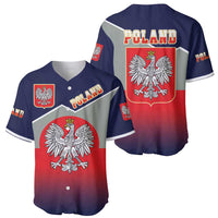 Poland baseball jersey set showing front and back, crowned eagle crest, blue-red gradient