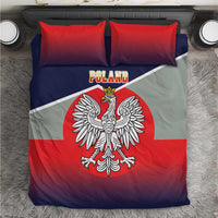 Bedding set with red, navy, and white flag print; crowned eagle and “POLAND” on duvet
