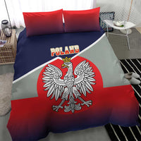 Bedding set duvet with crowned eagle emblem and “POLAND” over red, navy, and white flag colors