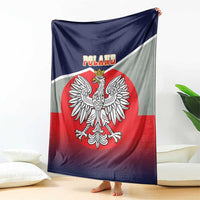 Poland-themed blanket with crowned eagle emblem, red center, dark blue top and white stripe