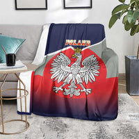 Poland-themed blanket on a floor sofa, crowned eagle over red circle with dark blue top