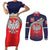 Poland Coat of Arms Couples Matching Short Sleeve Bodycon Dress and Long Sleeve Button Shirt A white and Crowned Eagle