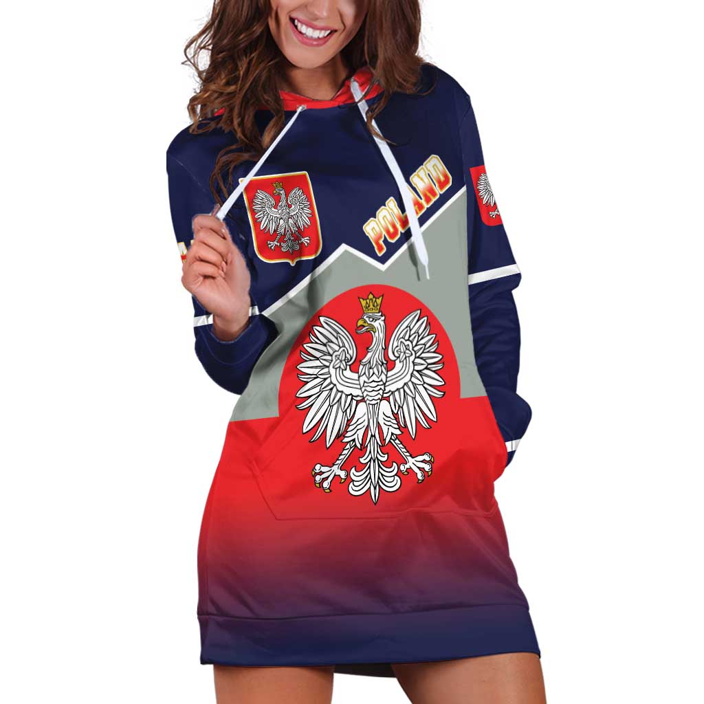 Poland Coat of Arms Hoodie Dress A white and Crowned Eagle