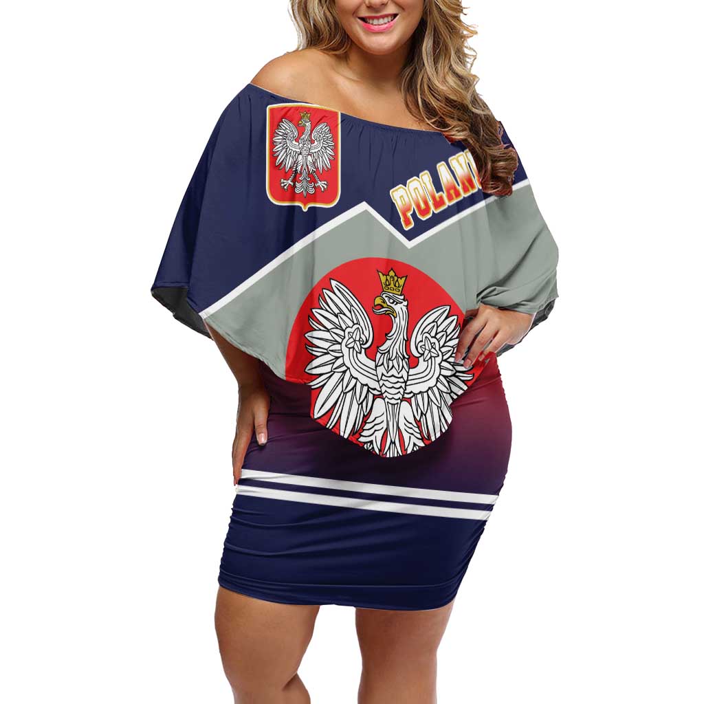 Poland Coat of Arms Off Shoulder Short Dress A white and Crowned Eagle LT17 - Wonder Print Shop