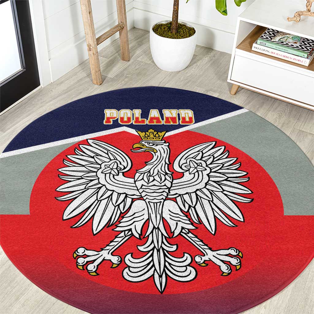 Poland Coat of Arms Round Carpet A white and Crowned Eagle LT17 - Wonder Print Shop