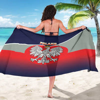 Poland flag sarong showing crowned eagle center graphic in navy, white, and red