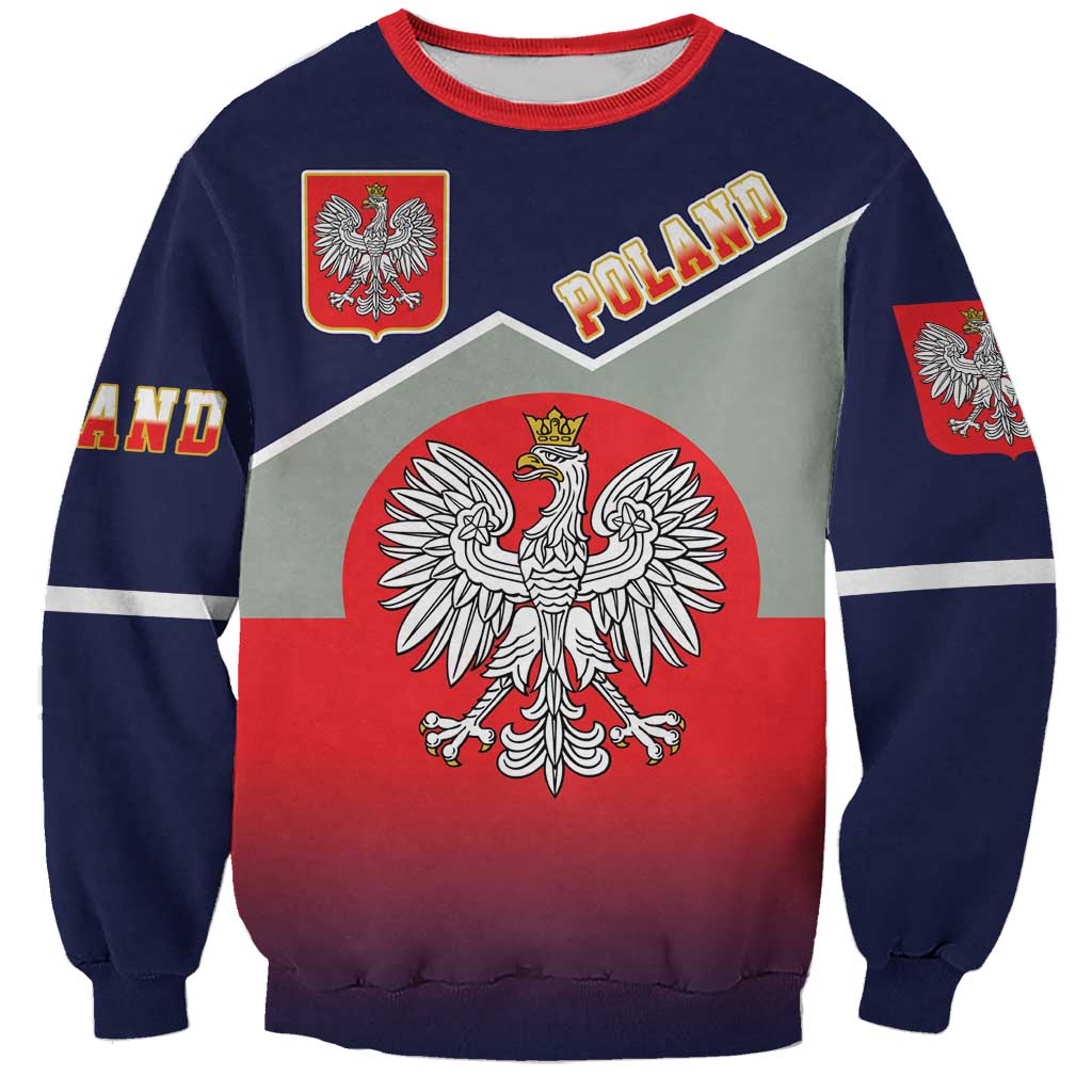 Poland Coat of Arms Sweatshirt A white and Crowned Eagle LT17 - Wonder Print Shop