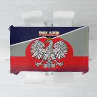 Poland tablecloth with crowned eagle crest in red circle, blue and red flag colors