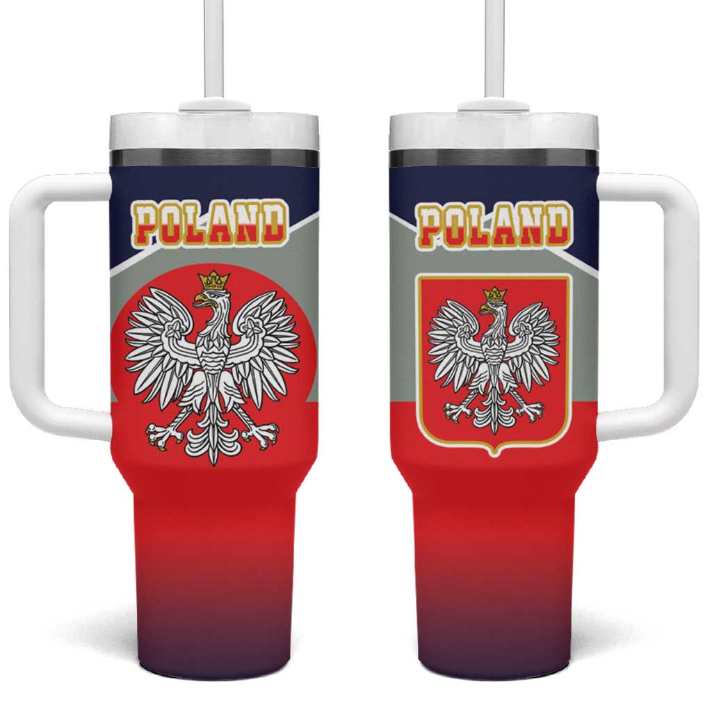 Poland Coat of Arms Tumbler With Handle A white and Crowned Eagle LT17 - Wonder Print Shop