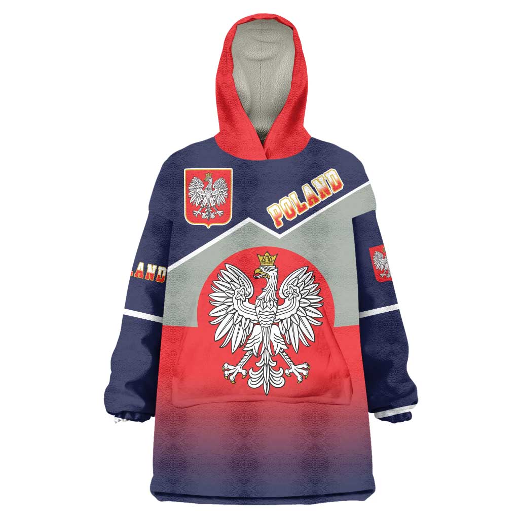 Poland Coat of Arms Wearable Blanket Hoodie A white and Crowned Eagle