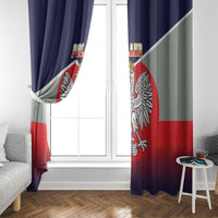 Poland coat of arms window curtain panel, crowned eagle emblem with navy-red gradient