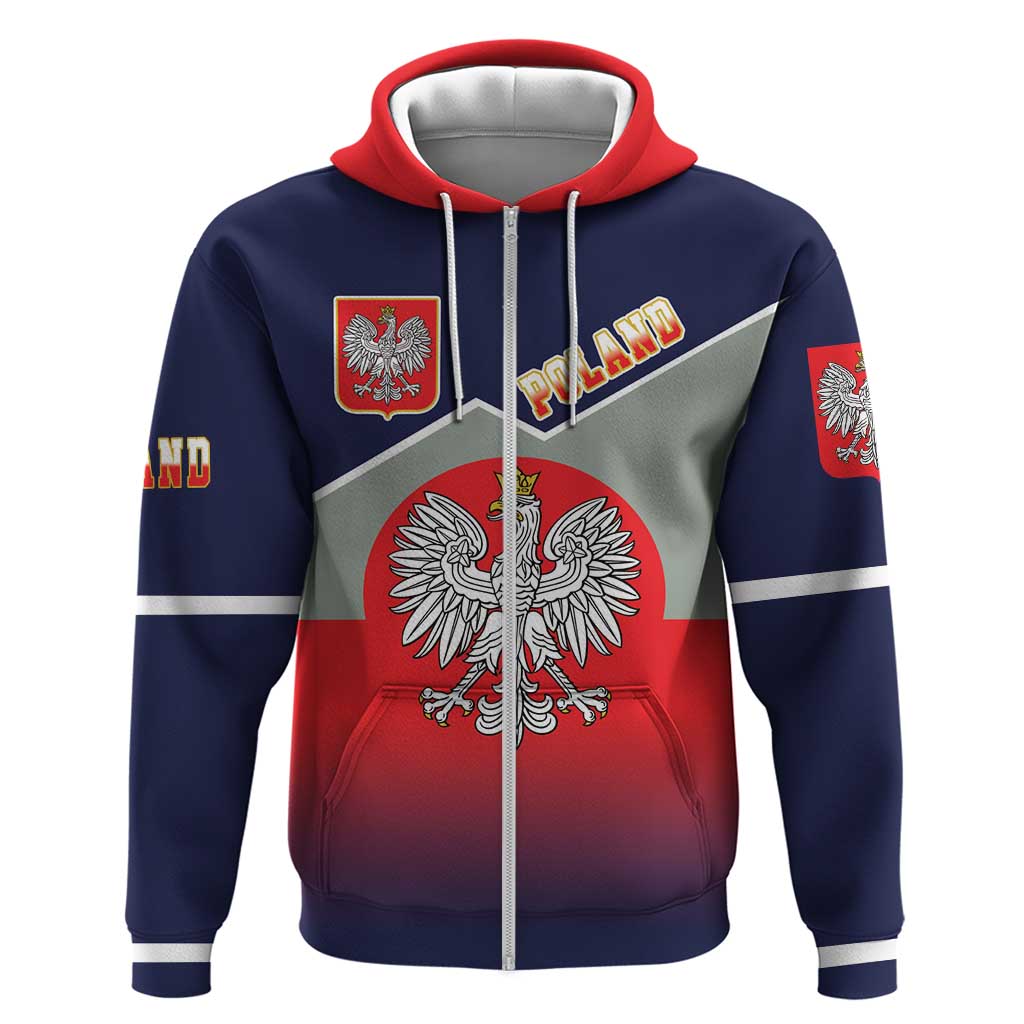 Poland Coat of Arms Zip Hoodie A white and Crowned Eagle LT17 - Wonder Print Shop