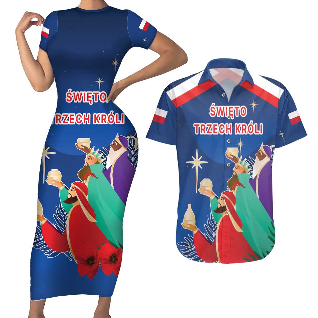 Poland Epiphany Couples Matching Short Sleeve Bodycon Dress and Hawaiian Shirt The Three Kings Day - Trzech Kroli