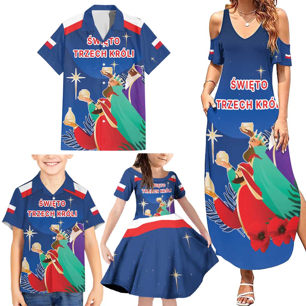 Poland Epiphany Family Matching Summer Maxi Dress and Hawaiian Shirt The Three Kings Day - Trzech Kroli