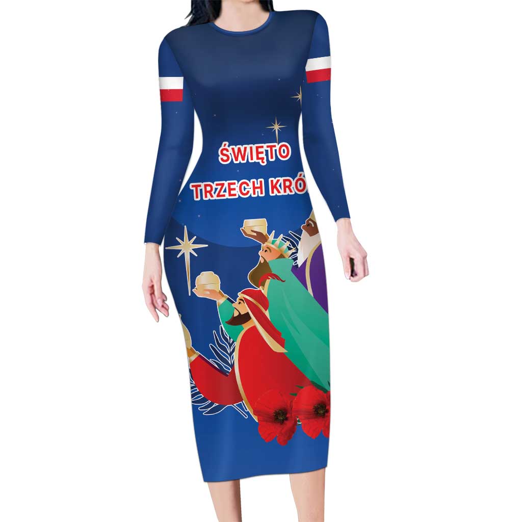 Poland Epiphany Long Sleeve Bodycon Dress The Three Kings Day - Trzech Kroli