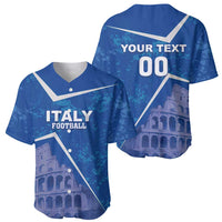 Set of blue football baseball jerseys: front Italy logo and back YOUR TEXT 00 Colosseum